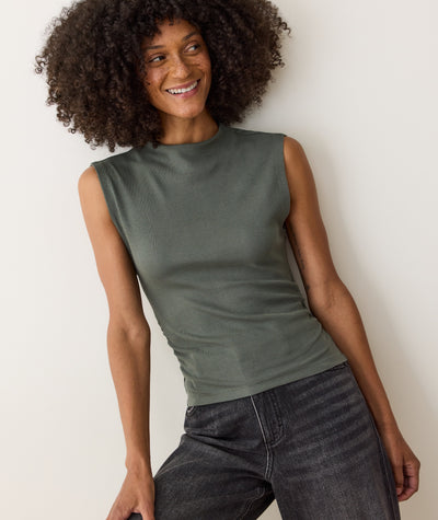 Lexi Rib Sun-In Mockneck Top