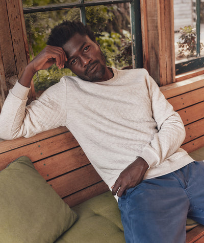 Men's Corbet Quilted Crewneck in Oat