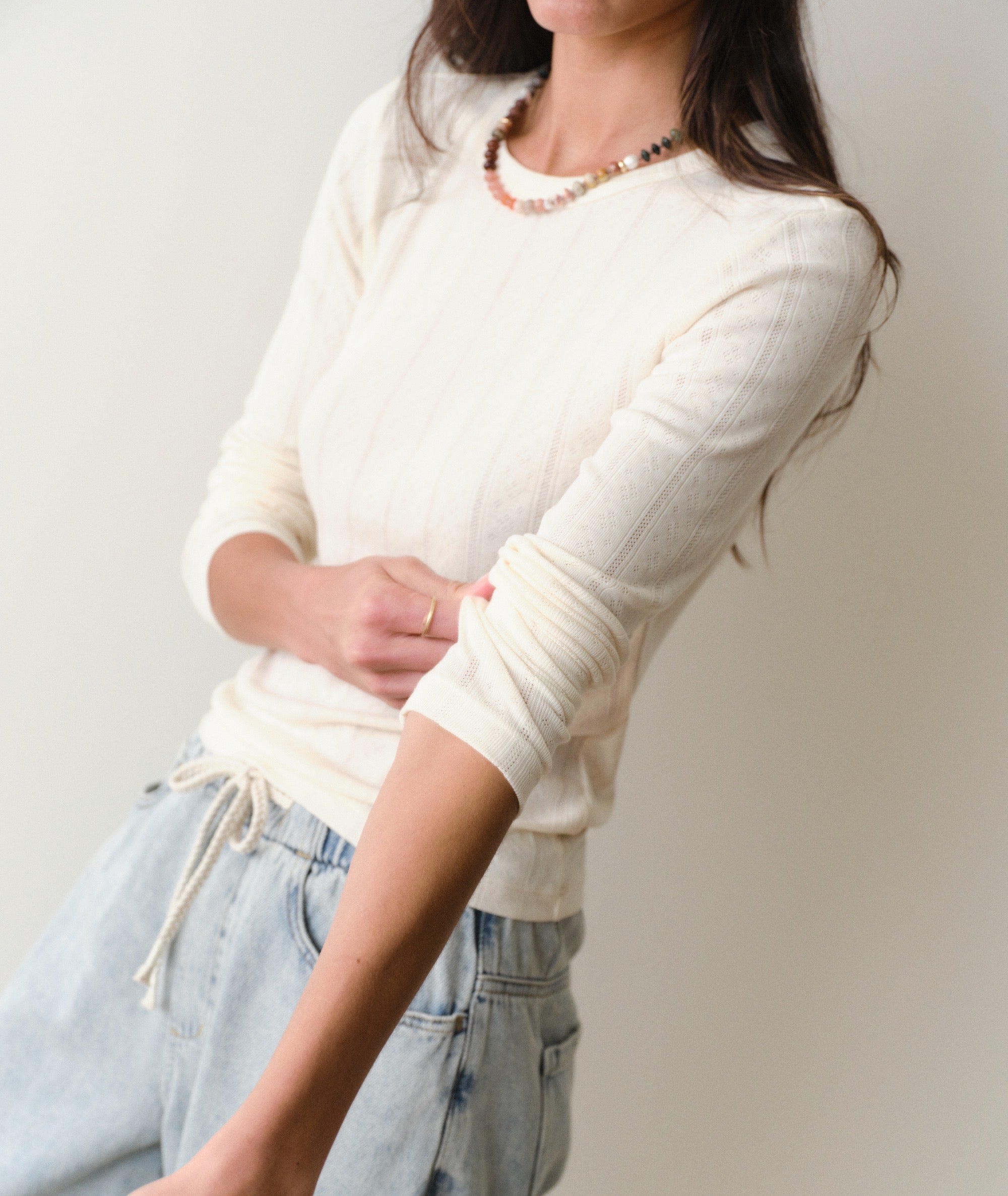 Lexi Pointelle Longsleeve Crew Tee